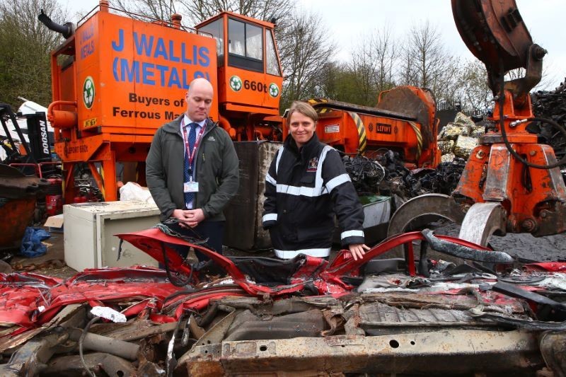 Other image for Clear warning for illegal fly tippers as Transit  is crushed